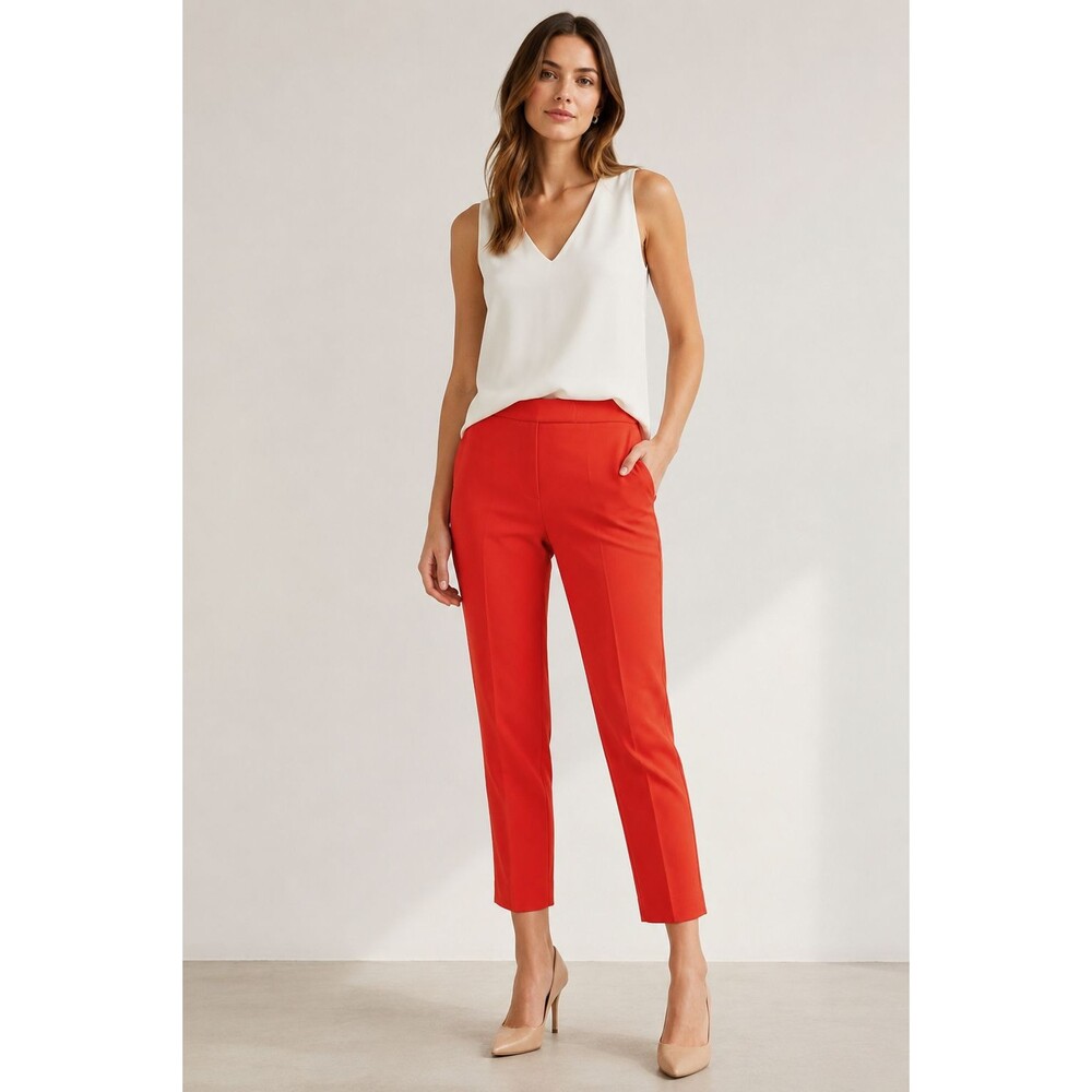 NWT Theory Treeca Pull-On Pants Women’s Size 2 Red/Orange Modern Crepe Stretch